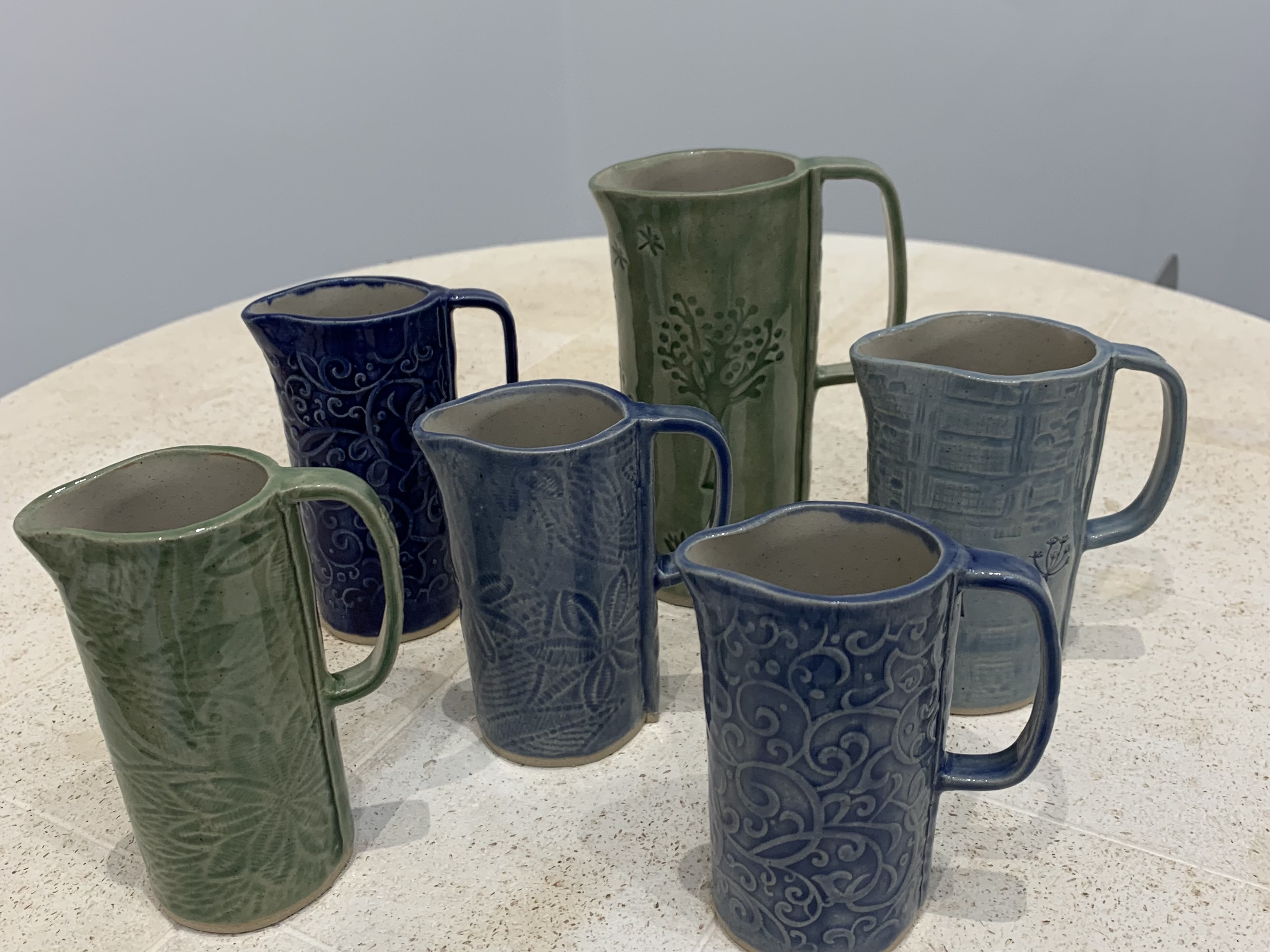 Anne James Ceramics Jugs on Kiln